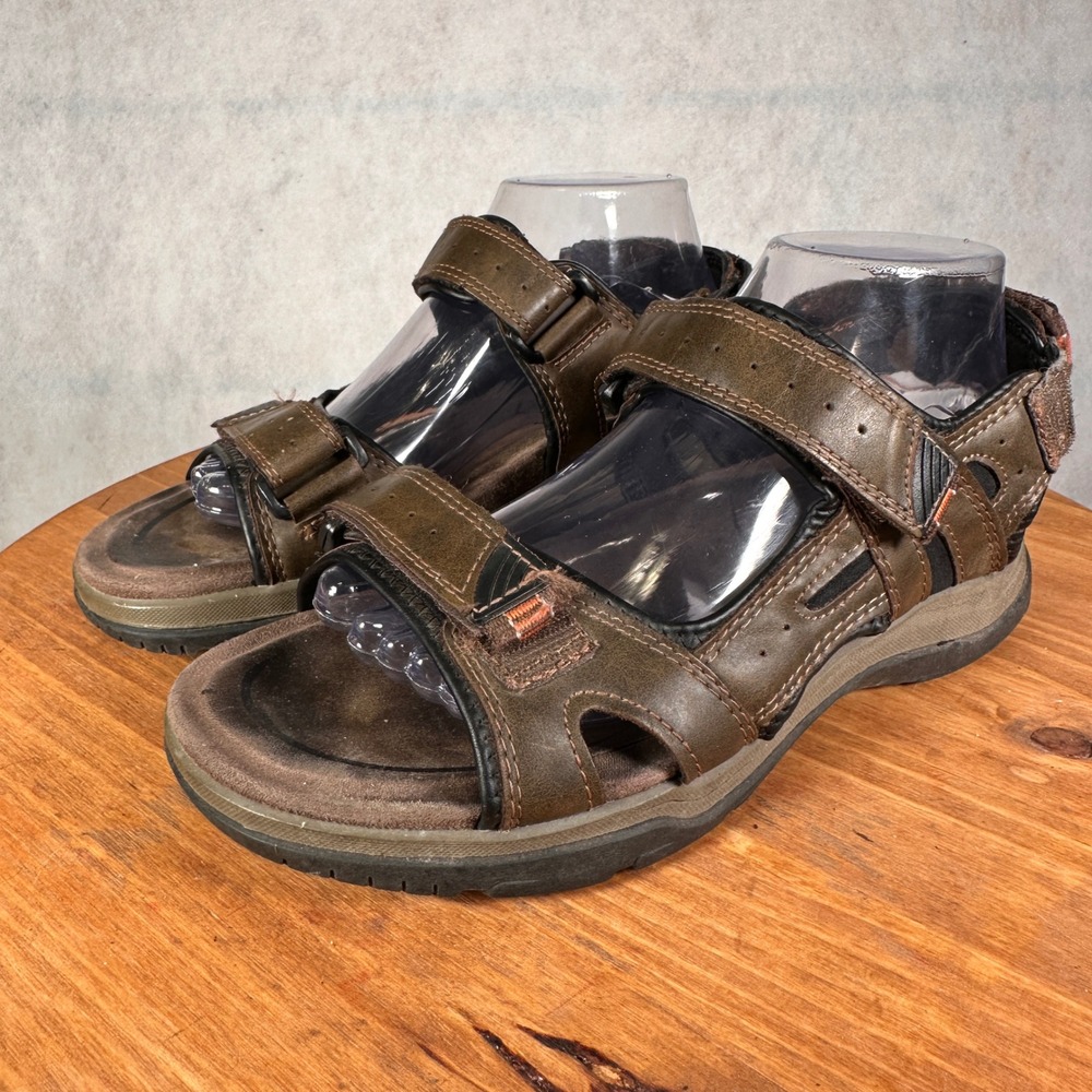 Earth Spirit Sandals Mens 8 Brown Good Gelron Cushion Adjustable Straps 0894